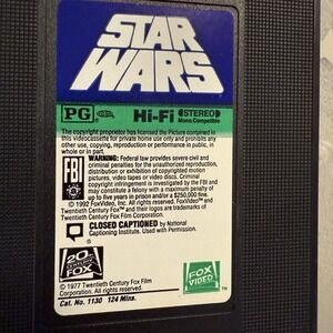 VHS TAPE: Star Wars #1130 Fox‎ Video (1992)
